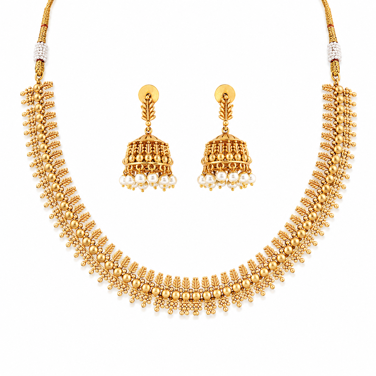 Traditional Pearl Gold Necklace Set
