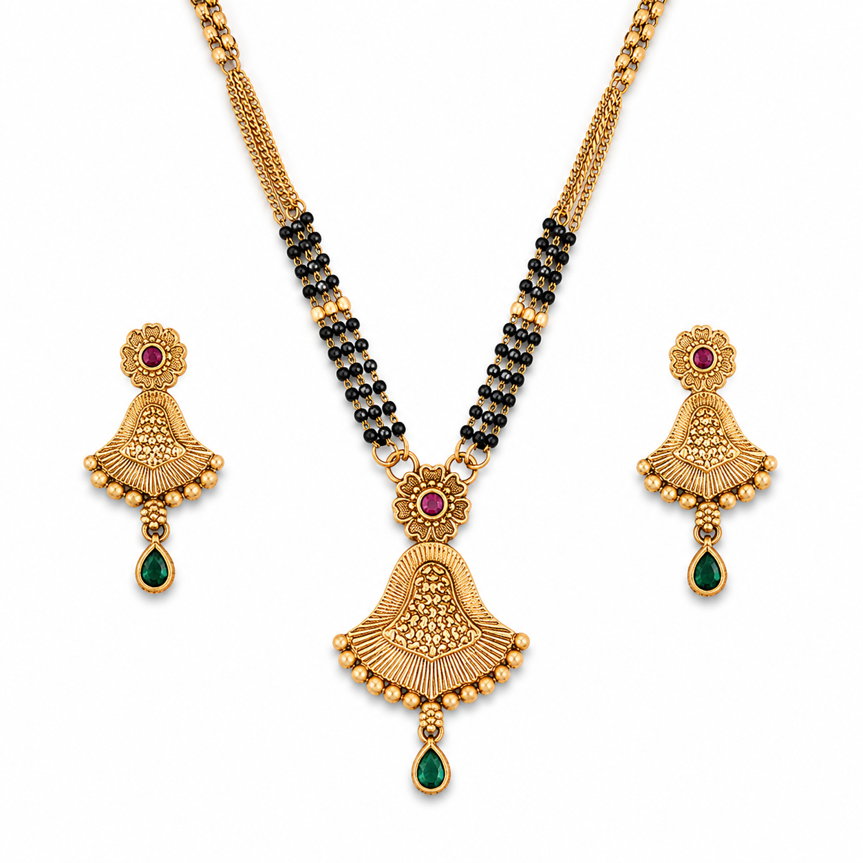 Traditional Fan Design Mangalsutra Set