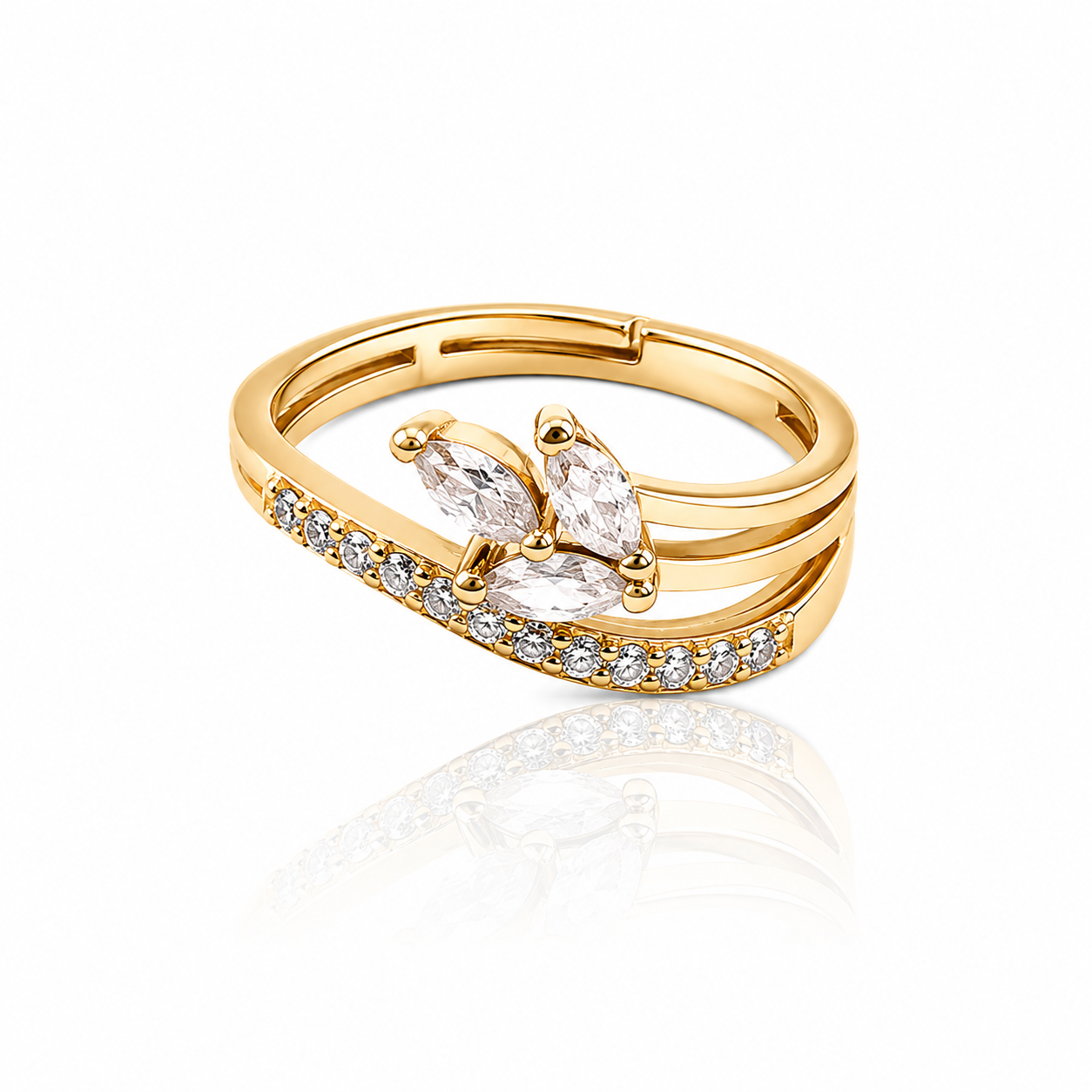 Floral Adjustable American Diamond Ring