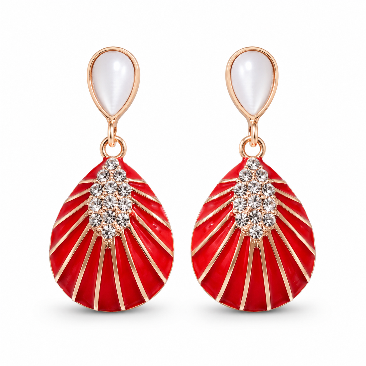 Ruby Fan Drop Earrings