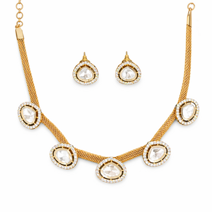 Kundan Jewelry High Gold Polish Fancy Designer Necklace Set