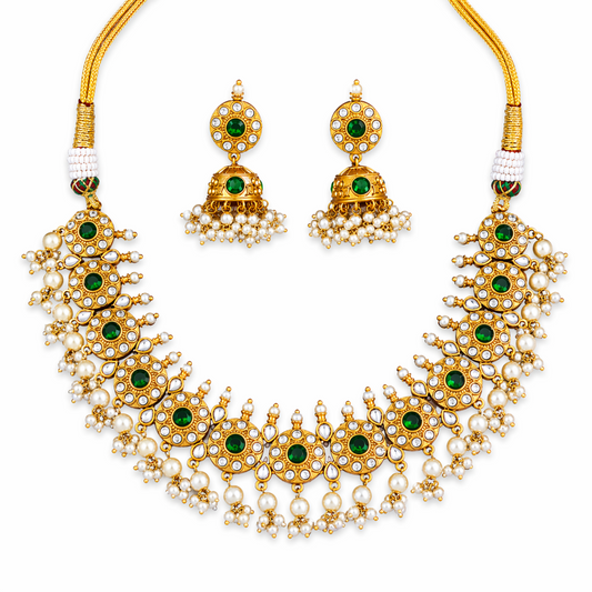 Kemp Matte Gold Polish Fancy Necklace Set for Women