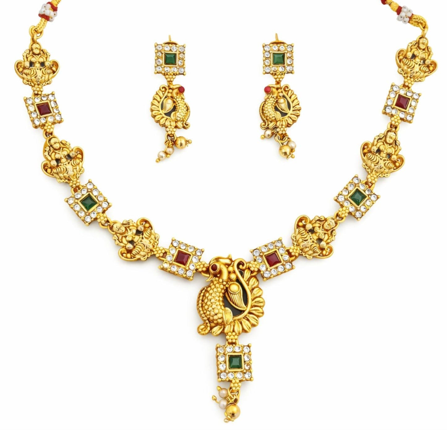 Temple Style High Gold Polish Necklace Set