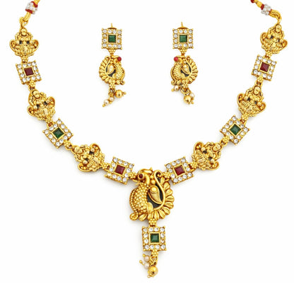 Temple Style High Gold Polish Necklace Set