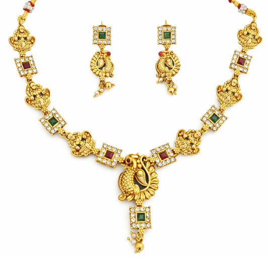 Temple Style High Gold Polish Necklace Set