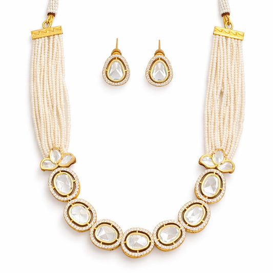 High Gold Polish Kundan Jewellery Full Stone Designer Short Necklace Set