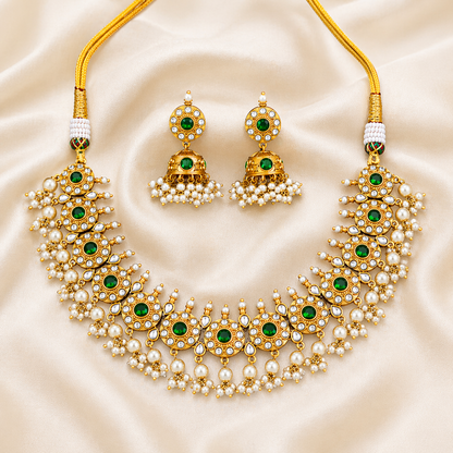 Kemp Matte Gold Polish Fancy Necklace Set for Women