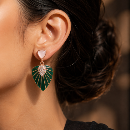 Emerald Leaf Drop Earrings