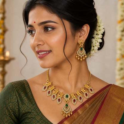 Kemp Jewellery High Gold Polish Fancy Style Necklace Set for Women