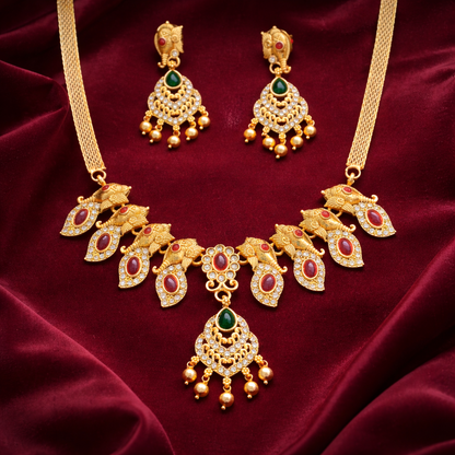 Kemp Jewellery High Gold Polish Fancy Style Necklace Set for Women
