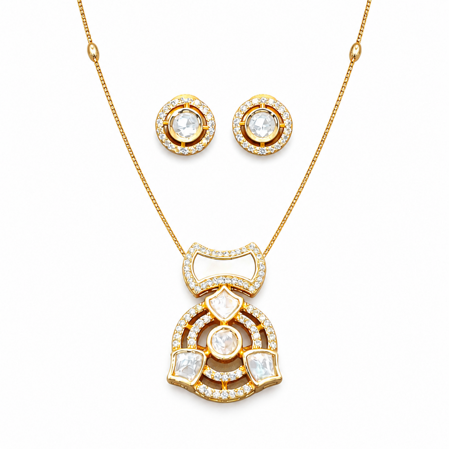 Kundan Full Stone High Gold Polish Pendant Set for Women