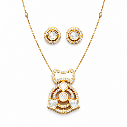 Kundan Full Stone High Gold Polish Pendant Set for Women