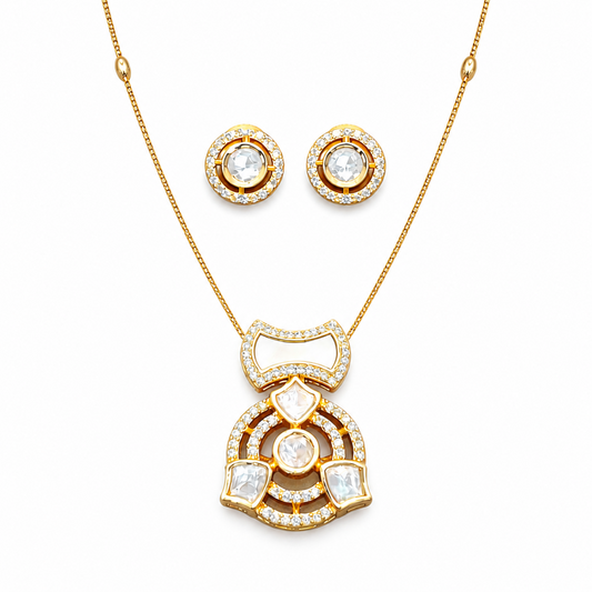 Kundan Full Stone High Gold Polish Pendant Set for Women