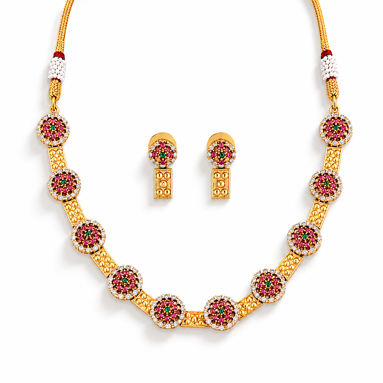 Designer Fancy Style Kemp Design Short Necklace Set