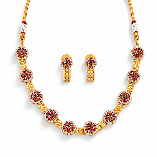 Designer Fancy Style Kemp Design Short Necklace Set