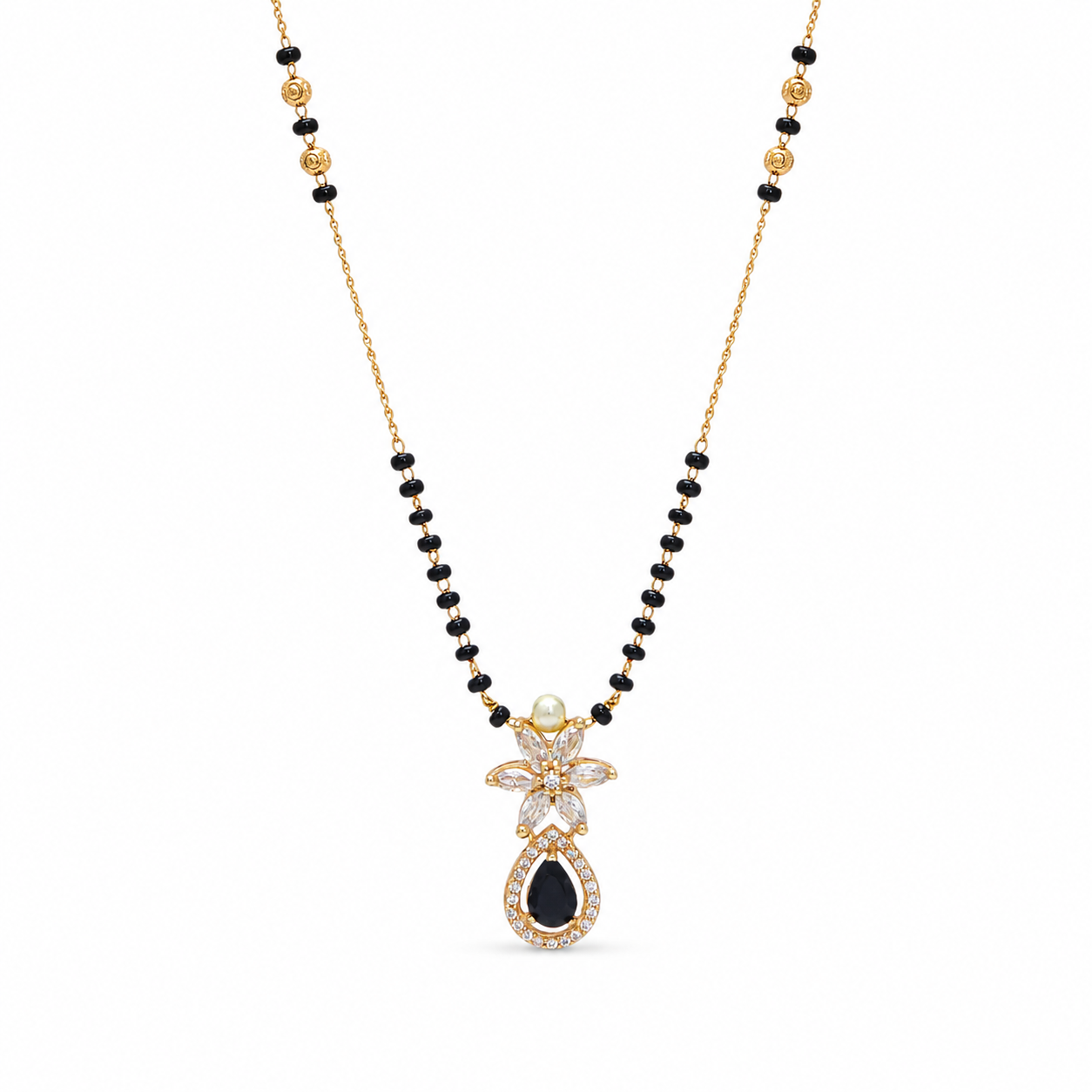 Black Pearl Floral Mangalsutra
