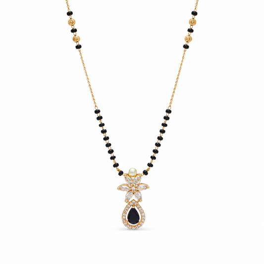 Black Pearl Floral Mangalsutra