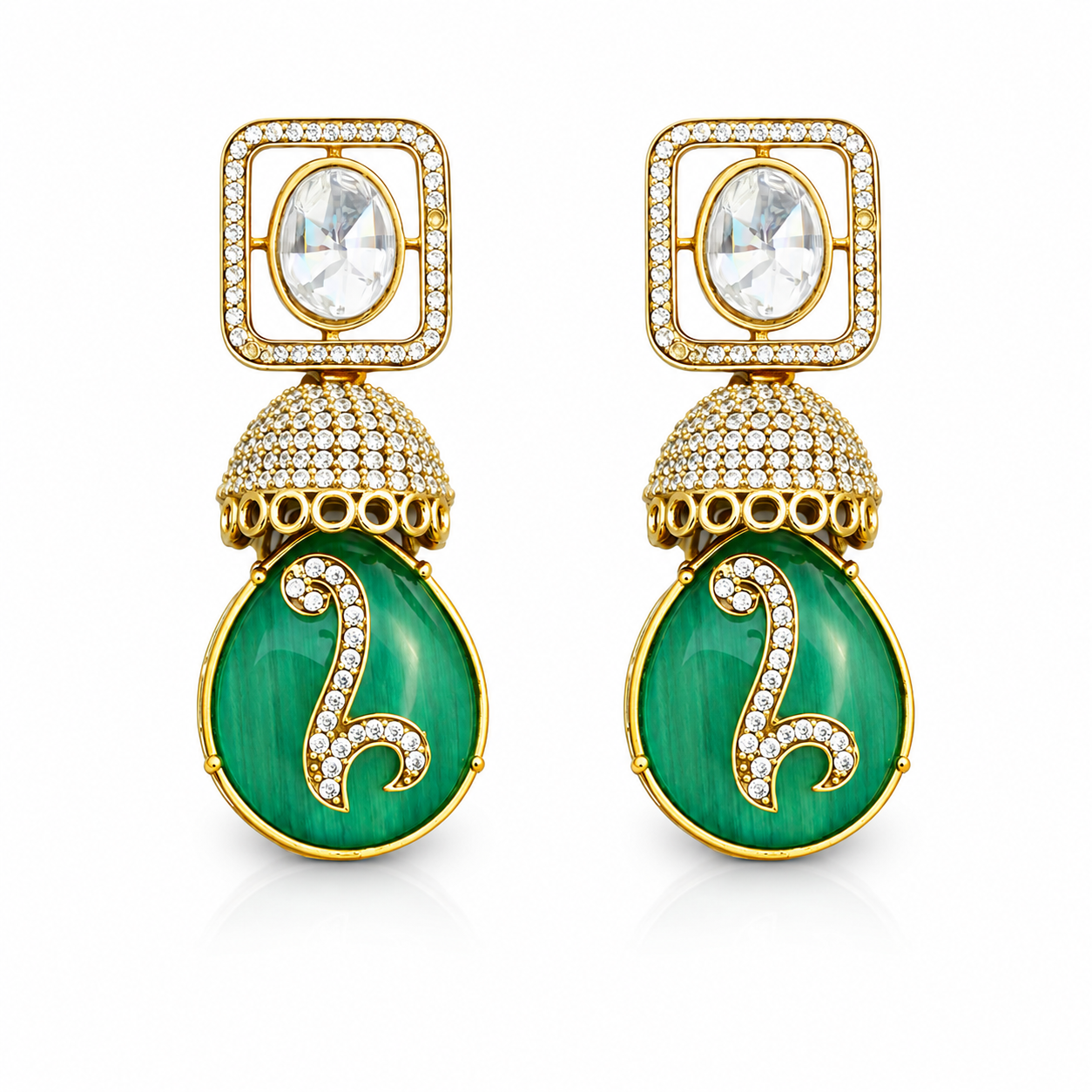 Emerald Drop Party Wear Earrings