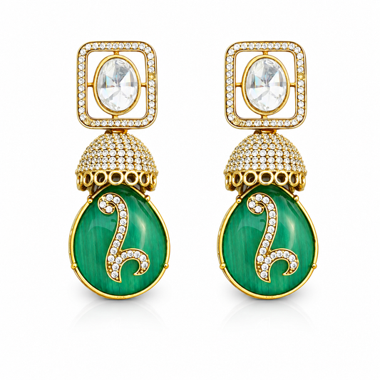 Emerald Drop Party Wear Earrings