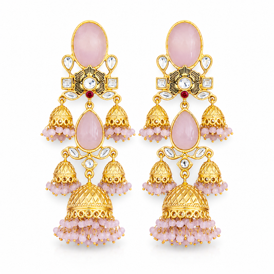 Pink Jhumka Designer Earrings