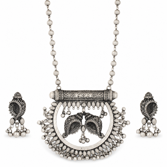 Royal Peacock Oxidized Necklace Set
