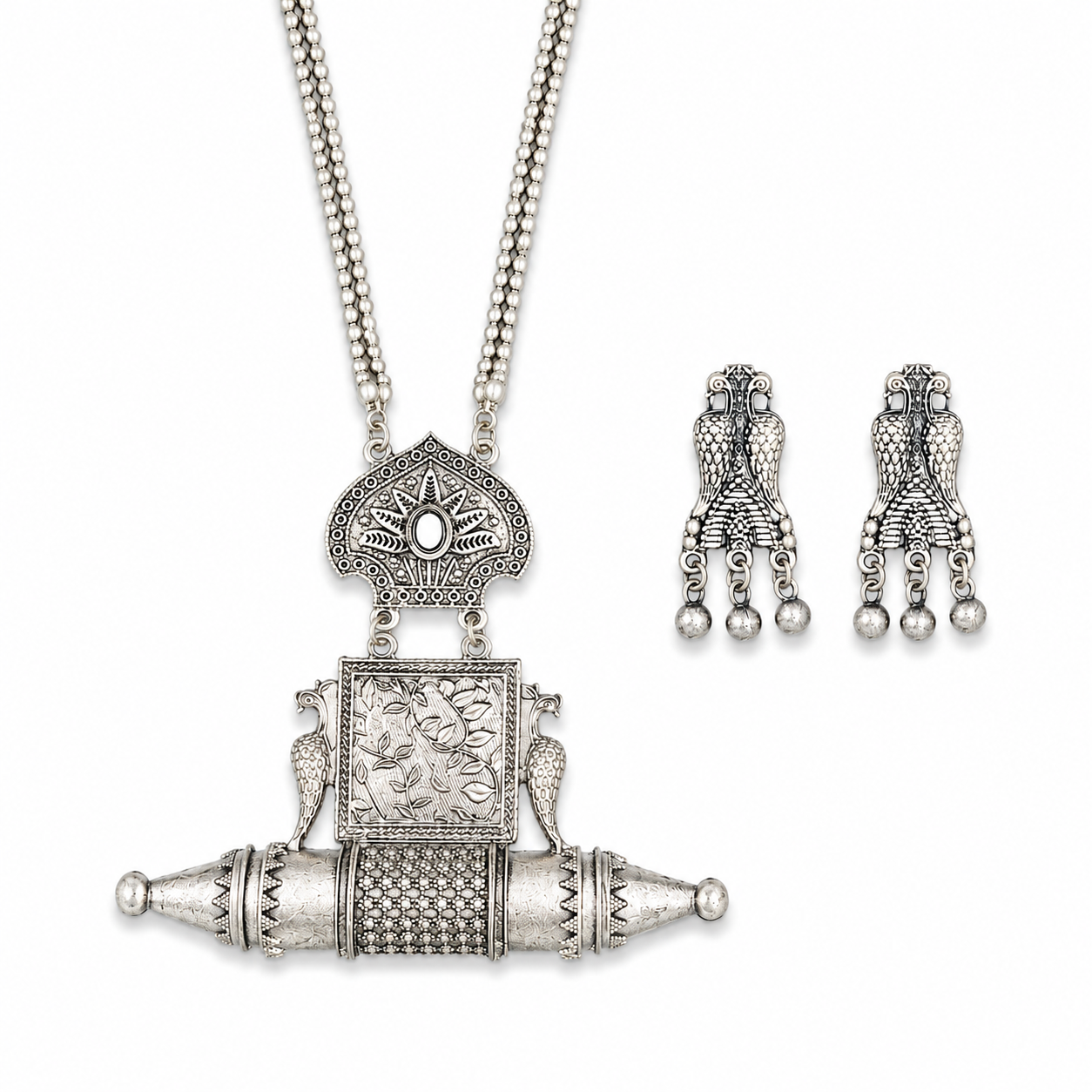 Classic Silver Oxidized Necklace Set