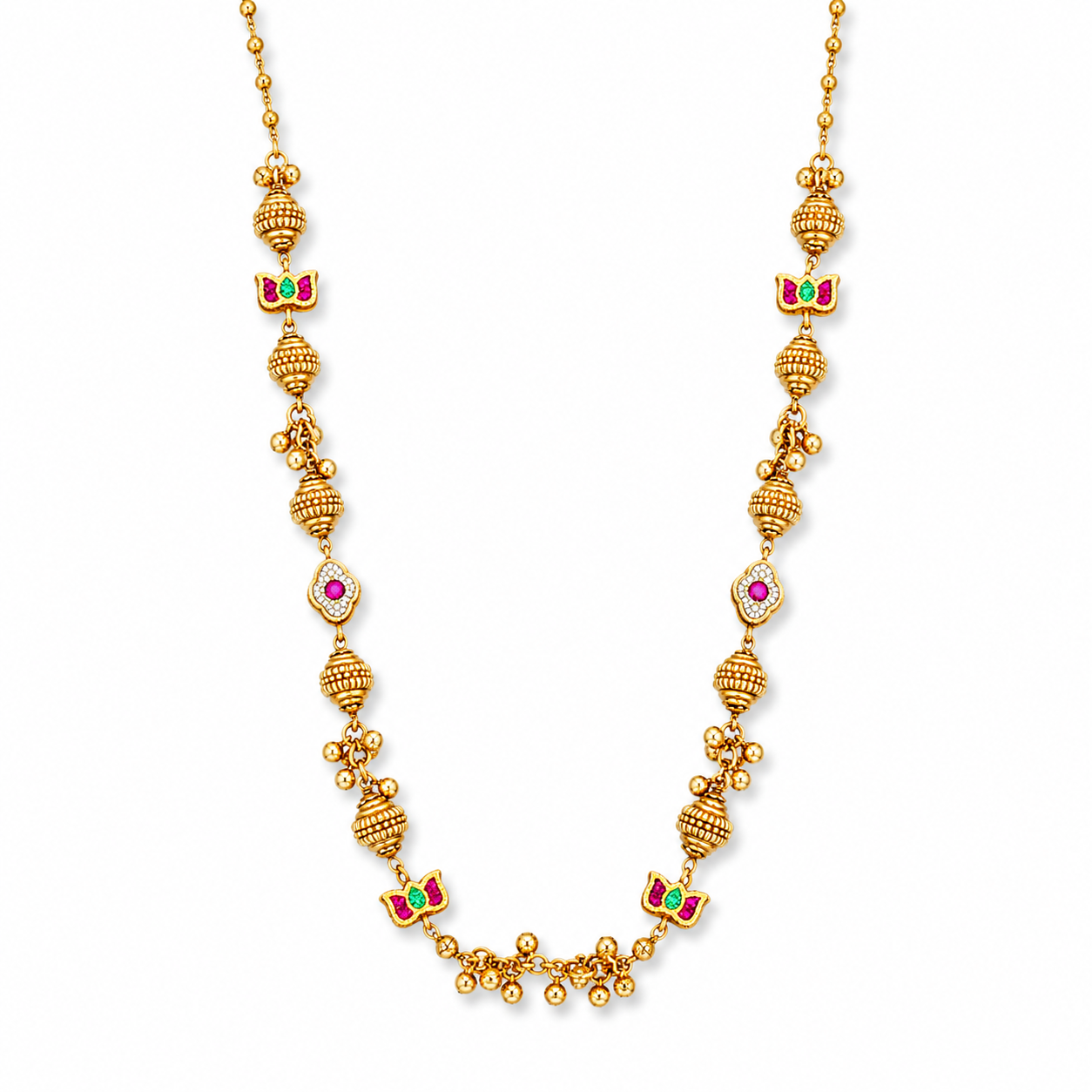 Designer Pink Stone Long Necklace