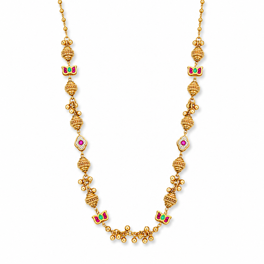 Designer Pink Stone Long Necklace