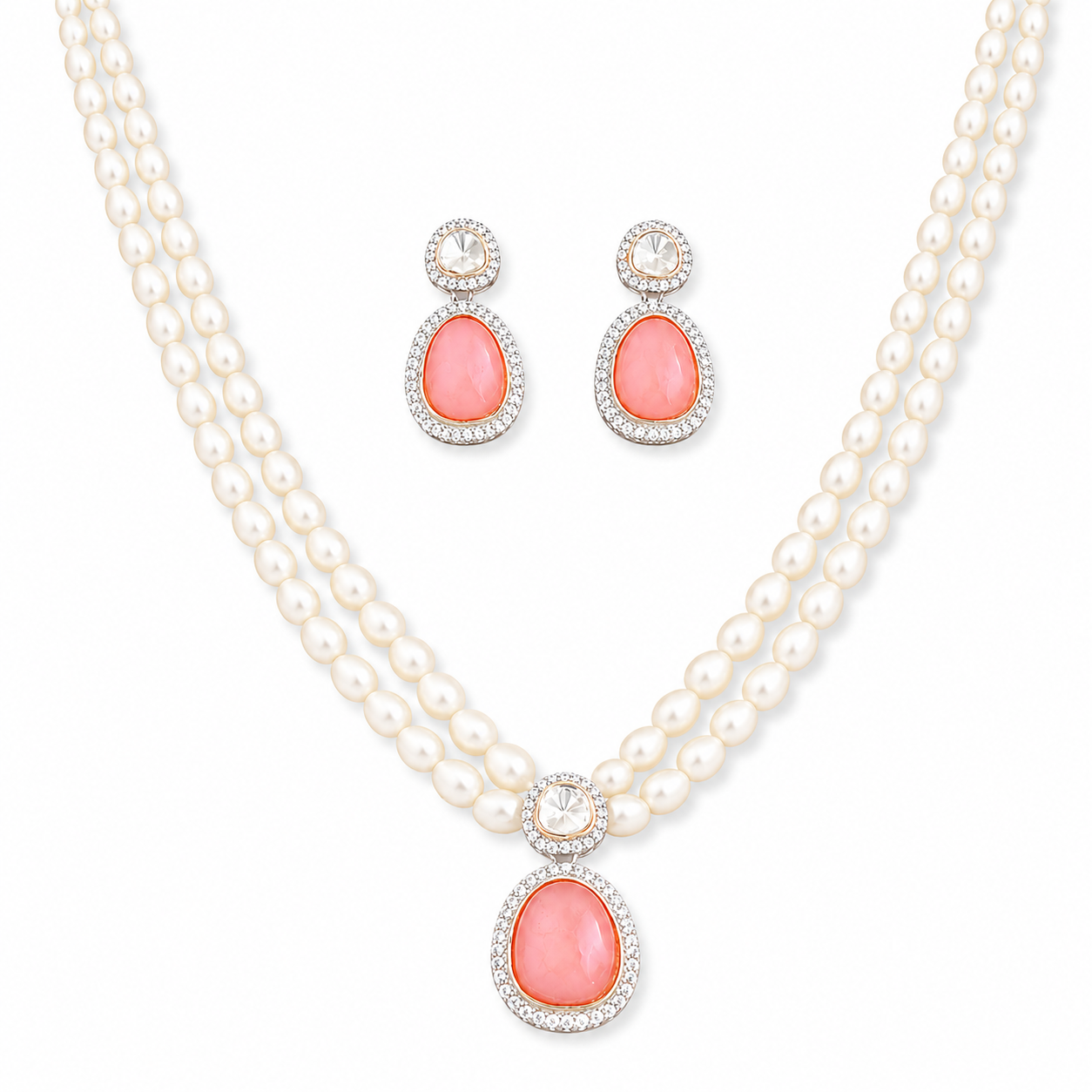Elegant Pearl Pendant Necklace Set