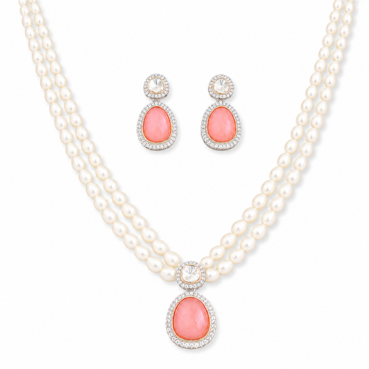 Elegant Pearl Pendant Necklace Set