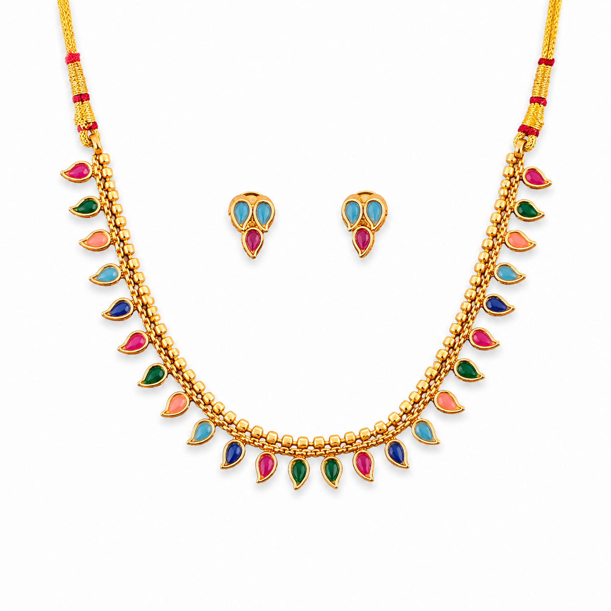 Multicolor Leaf Necklace Set