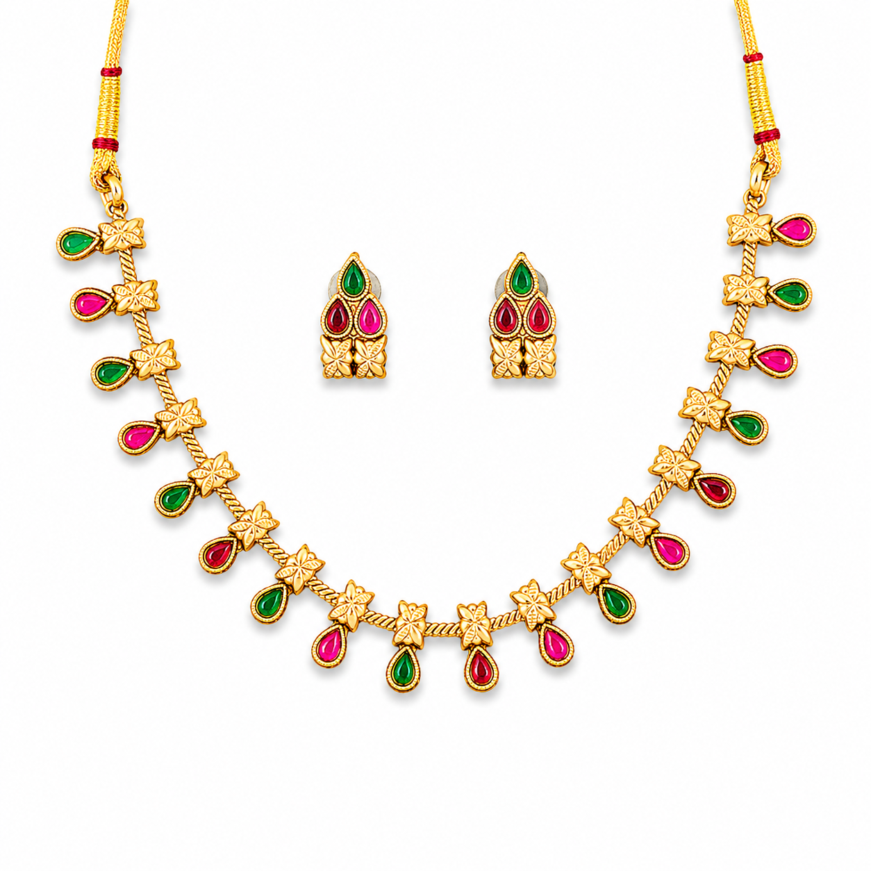 Floral Stone Necklace Set