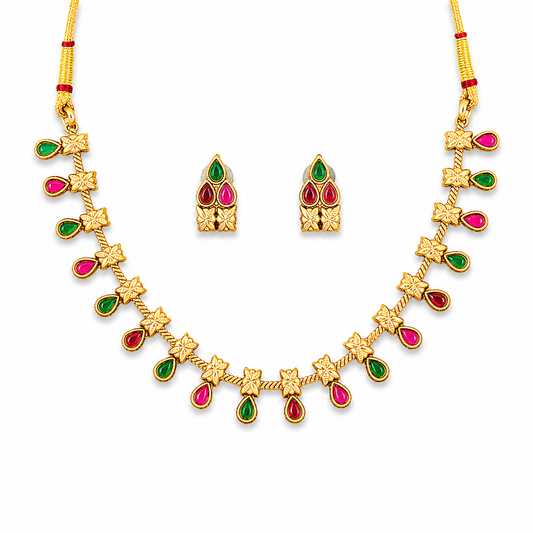 Floral Stone Necklace Set
