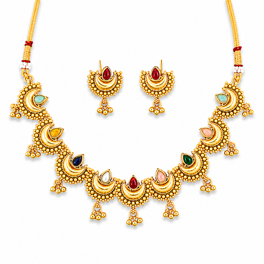 Moon Design Ethnic Necklace Set