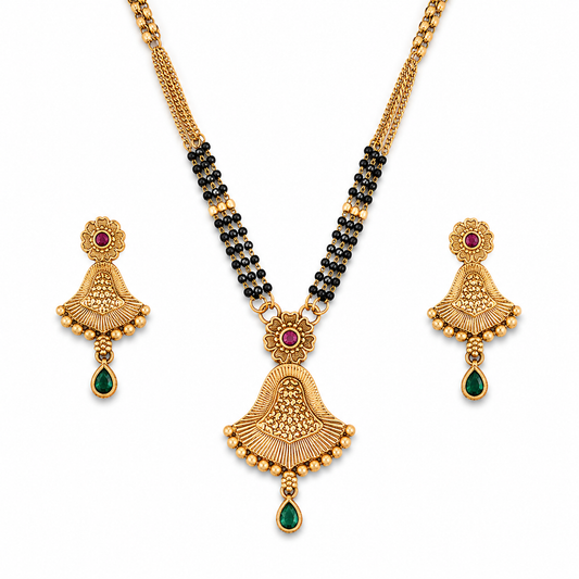 Traditional Fan Design Mangalsutra Set