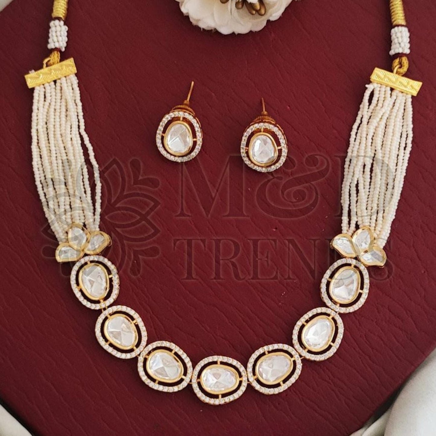 High Gold Polish Kundan Jewellery Full Stone Designer Short Necklace Set
