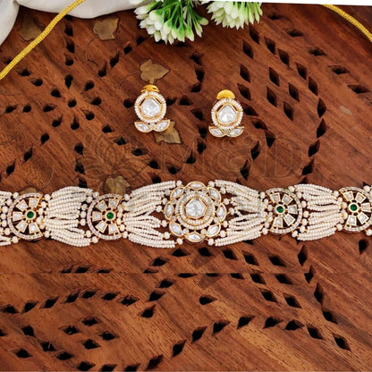High Gold Polish Kundan Stone Necklace Set for Women