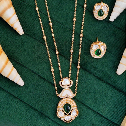 Kundan Multi Color Stone Dual Pendant Set with Matching Earrings