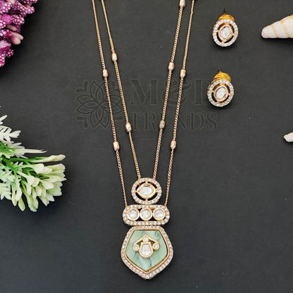 Kundan Design High Gold Polish Green Pendant Set for Women