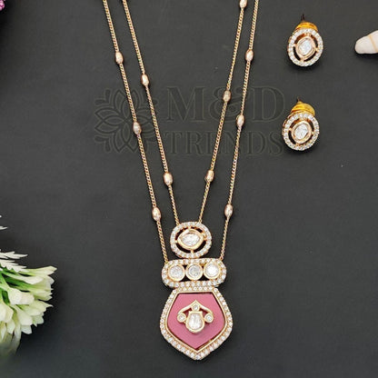 Kundan Design High Gold Polish Ruby Pendant Set for Women