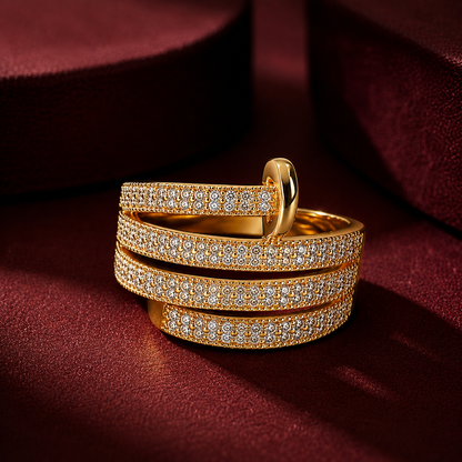 Multi Layer Crystal Adjustable Ring