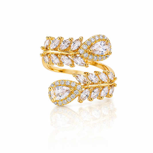Luxury Leaf Wrap Adjustable Ring
