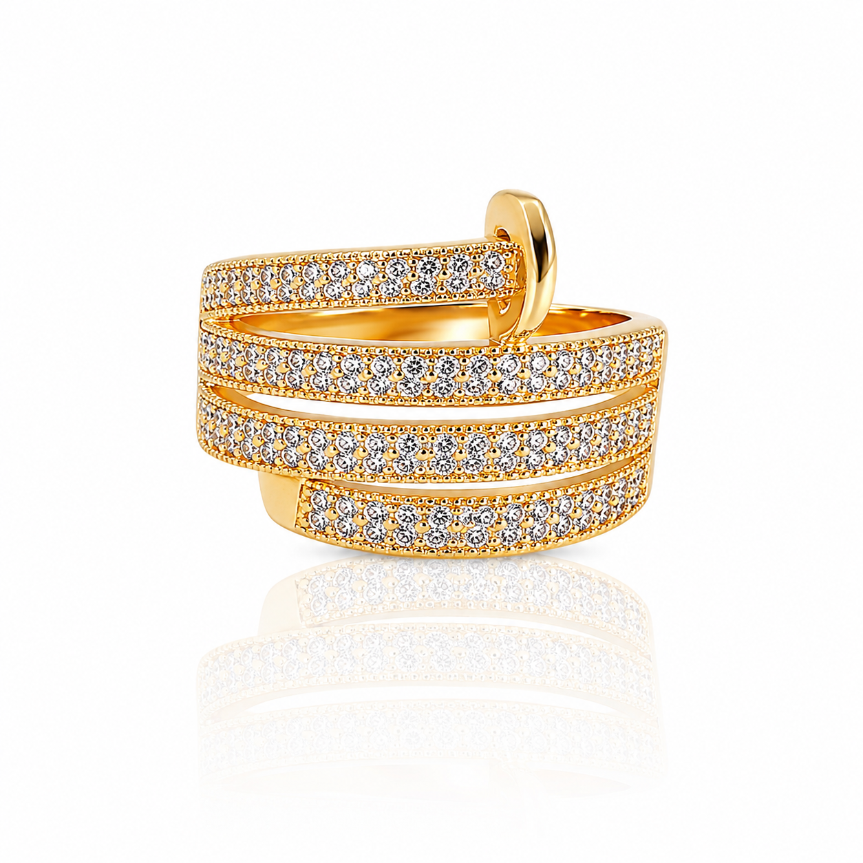 Multi Layer Crystal Adjustable Ring