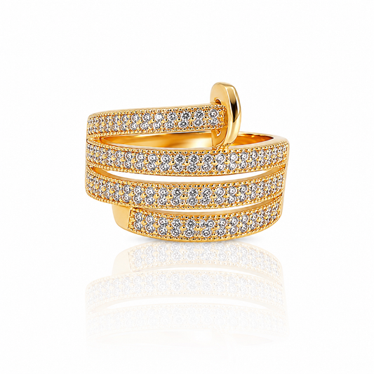 Multi Layer Crystal Adjustable Ring