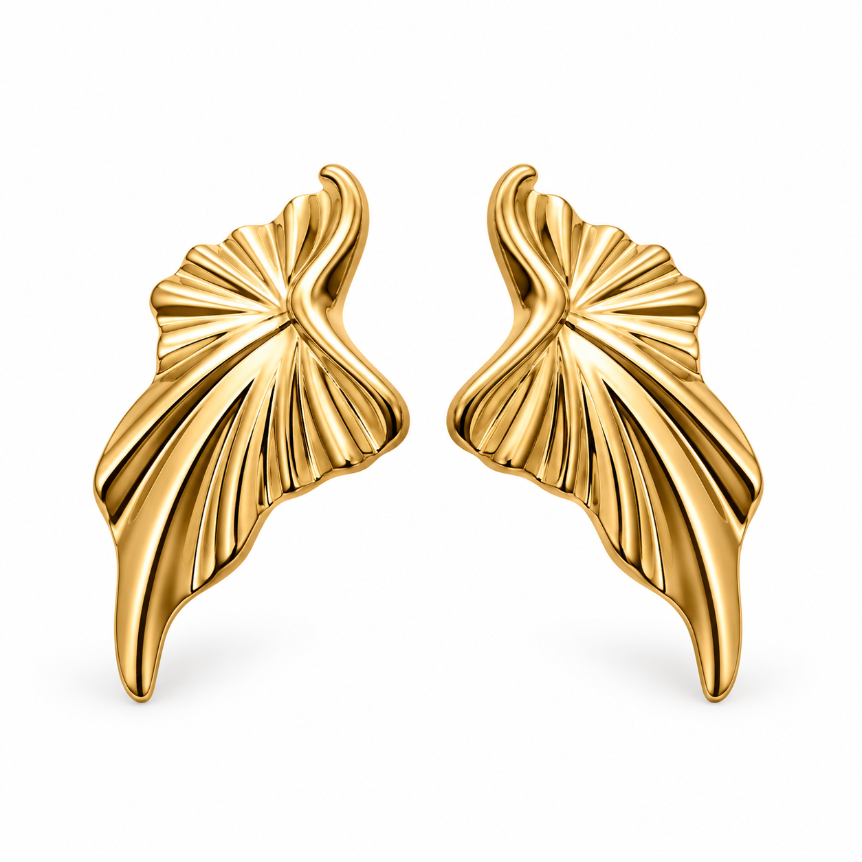 M & D Trends Anti Tarnish Abstract Fan Stud Earrings