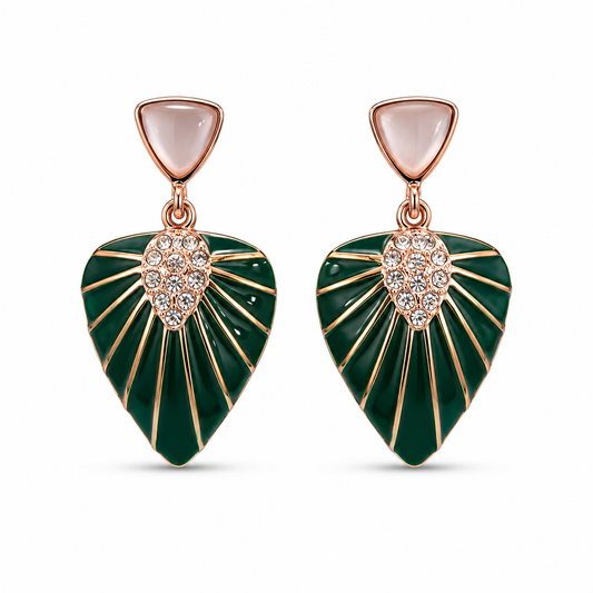 Emerald Leaf Drop Earrings