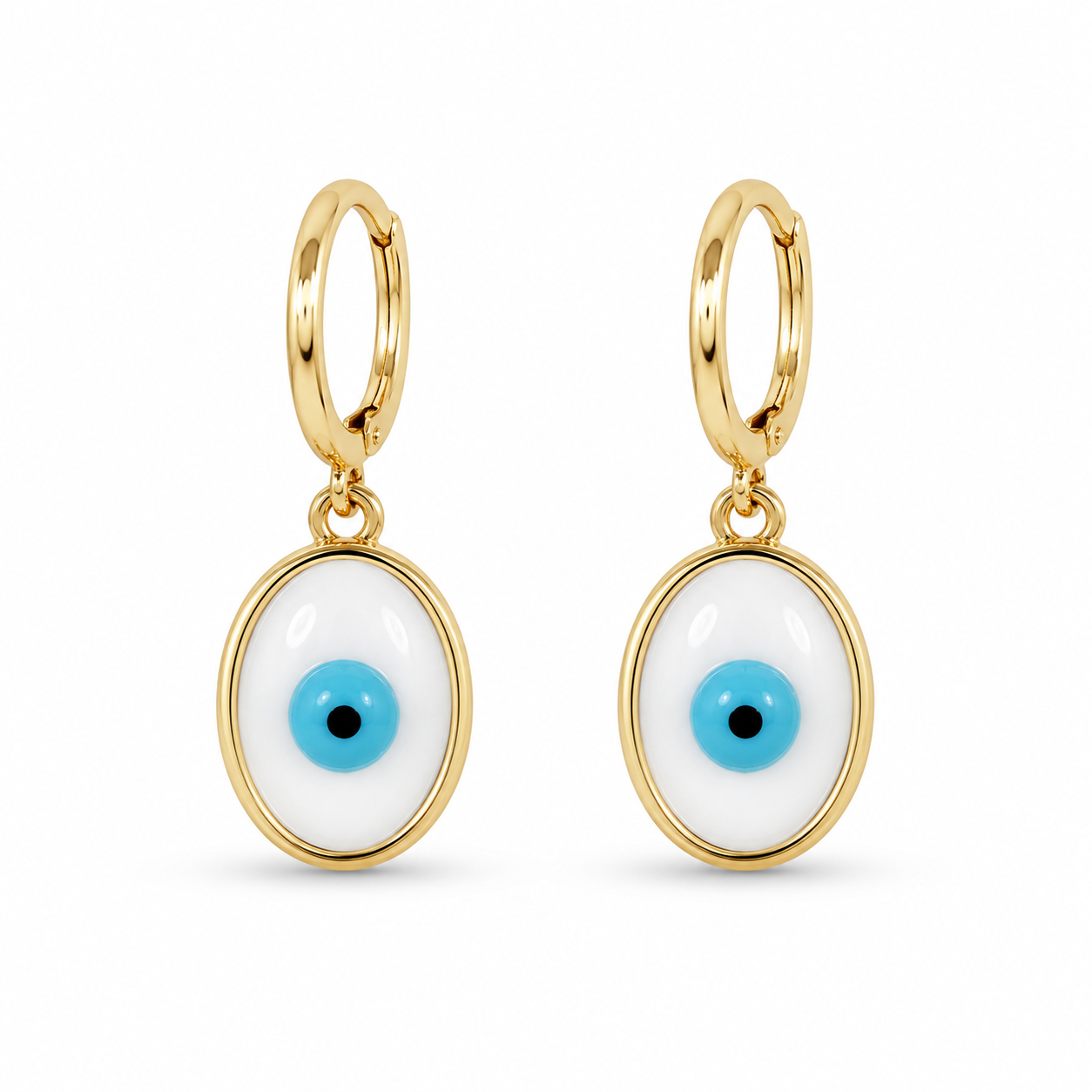 M & D Trends Anti Tarnish Evil Eye Hoop Drop Earrings