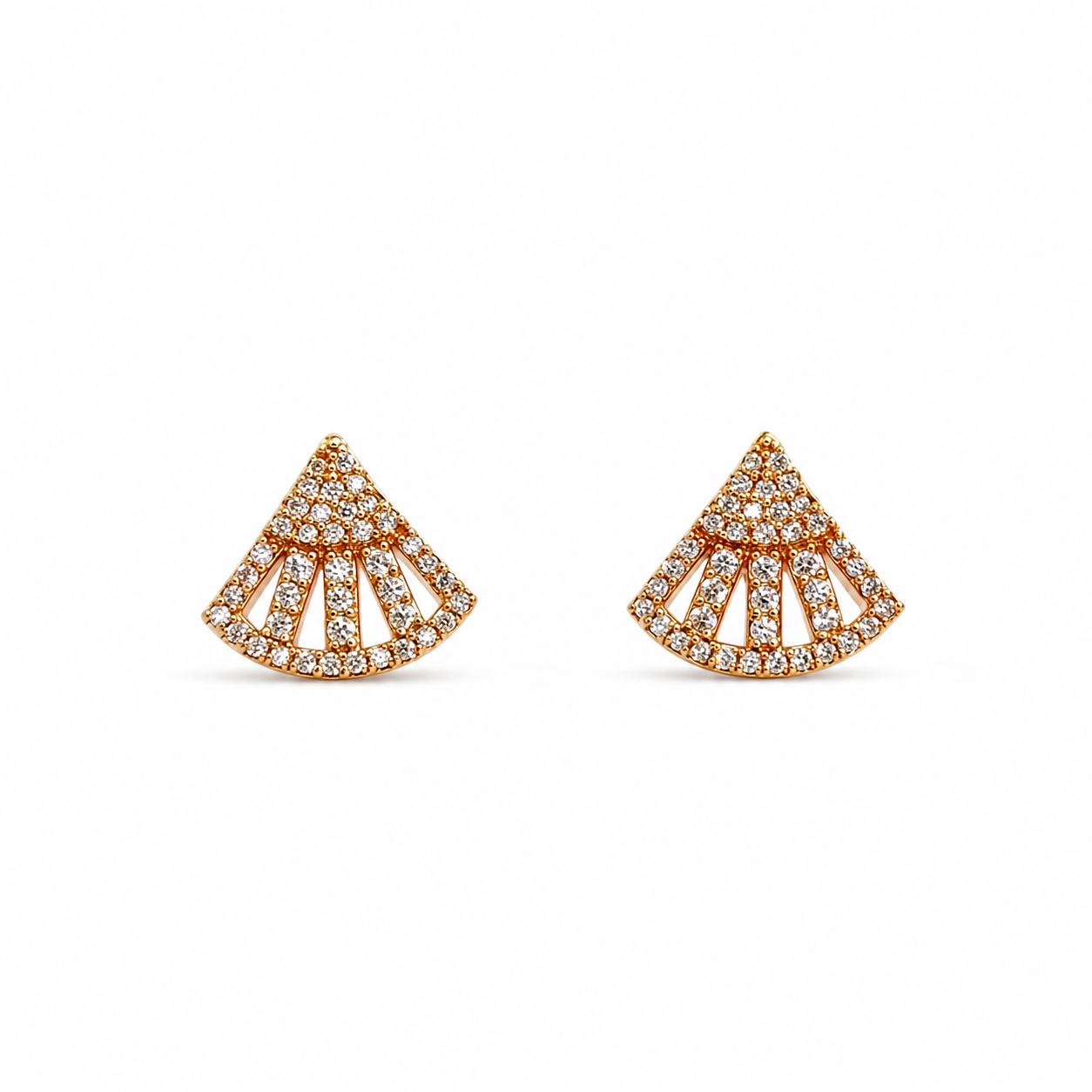 M & D Trends Gold Plated Fan Crystal Stud Earrings for Women
