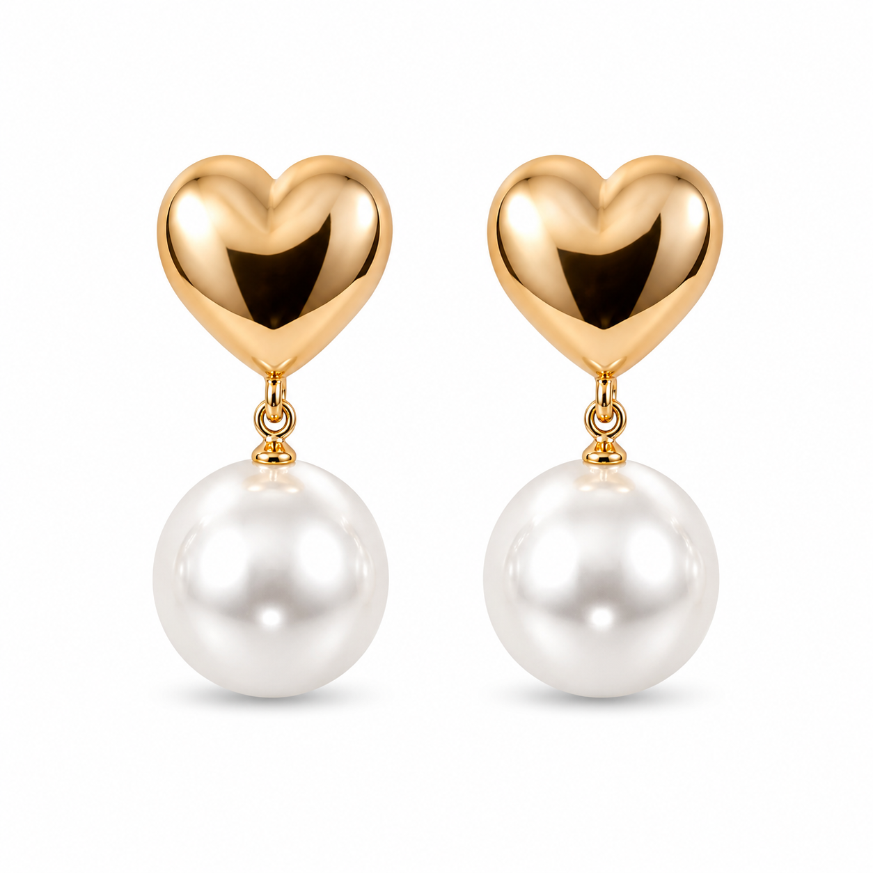 Heart Pearl Drop Earrings