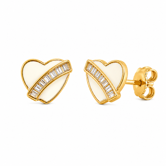 M & D Trends Gold Plated Heart Stud Earrings for Women